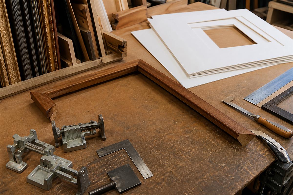 Workbench with framing tools and profile samples